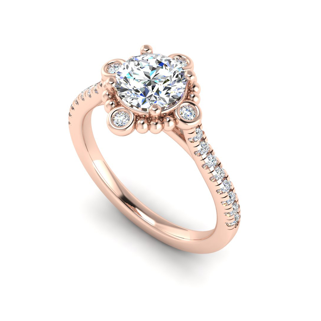 Thea Bubble Halo Engagement Ring